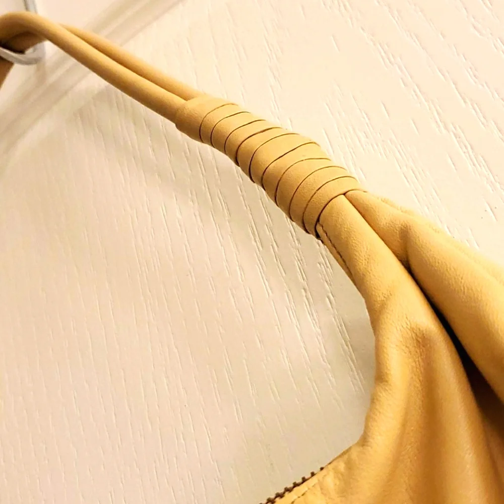 Scarlett Blake Creme Studded Leather Hobo Bag